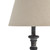Close-up of the Incia column table lamp's shade edge and turned column detail