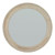 Washed Wood Round Framed Mirror, full front view on a white background