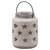 Bloomville large stone star lantern with cut-out star detailing and black metal handle shown on a white background