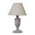 Metis Urn Table Lamp with a distressed grey-washed base and natural linen shade, shown straight on