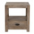 Haldon whitewashed side table with drawer and shelf styled with lamp and books in a living room