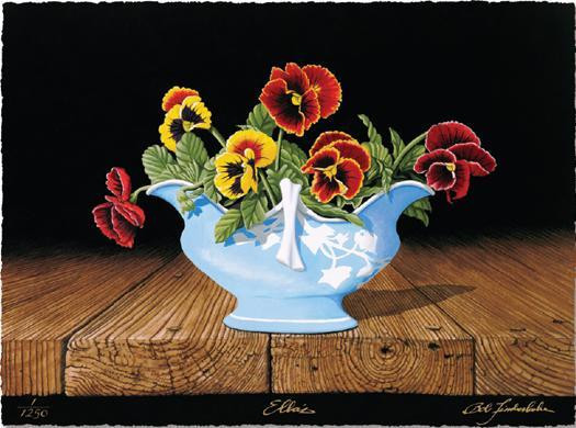 Ellas, Pansies with Gravy Boat by Bob Timberlake Print Limited