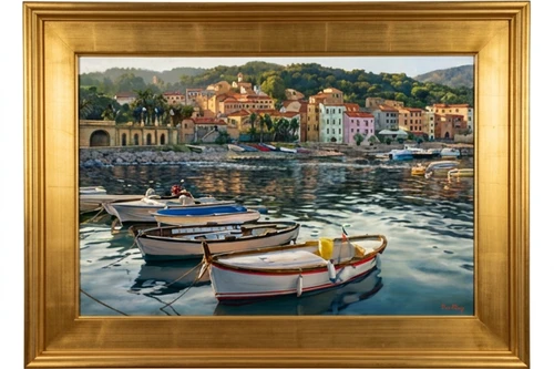 Rio Marina by June Carey - 39x28 Original Painting Framed