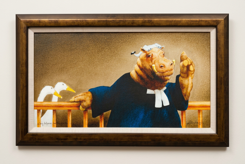 Big Defense for the Ducks by Will Bullas - 24w x14h Framed Canvas