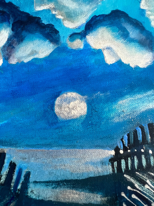 Handmade 8X10 Acrylic Stretch Canvas Painting - Midnight Sky