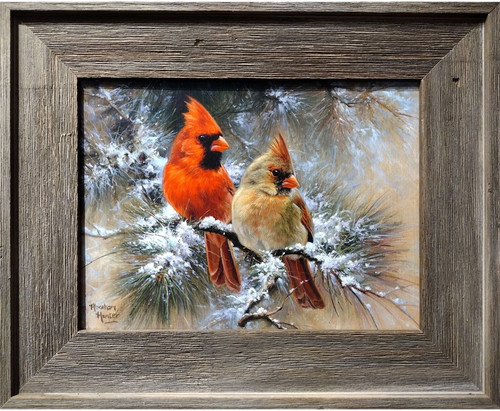 Cardinals in Evergreen Mini 9x12 by Abraham Hunter