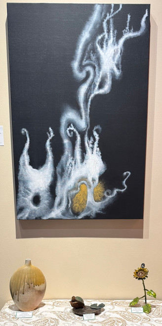 White and Gold on Black Abstract - 01-2025