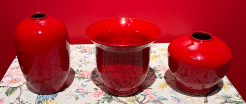 Smaller Vases in Chinese Red by Ben Owen III
