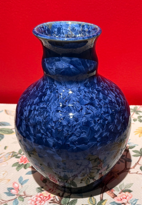 Crystalline Cobalt Blue 8" Vase by Phil Morgan