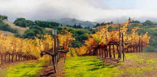 Fall Vineyard by June Carey - framed print