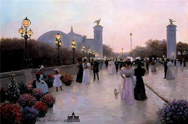 イタリアDemain 絵画 c.kieffer \"AN EVENING OUT\" イタリアDemain 絵画 c.kieffer 