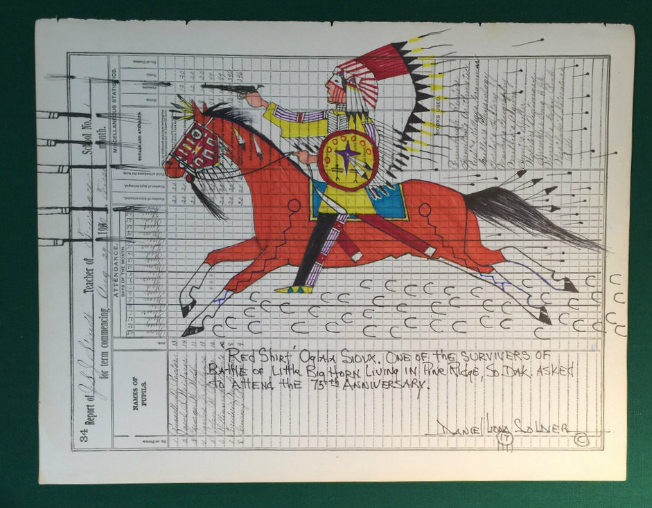 Red Shirt by Daniel Long Soldier original painting Ashley's Art Gallery