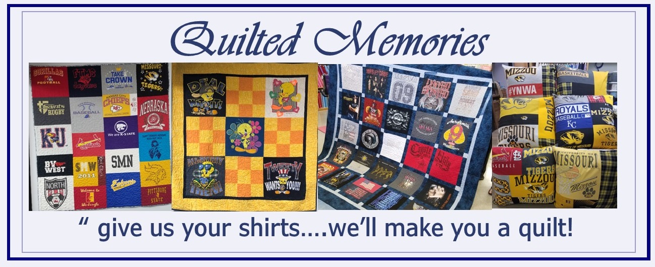 Quilted Memories LLC
T-Shirt Quilts-Memory Quilts-Memory Giftables
"Give us your shirts...we'll make you a quilt!"