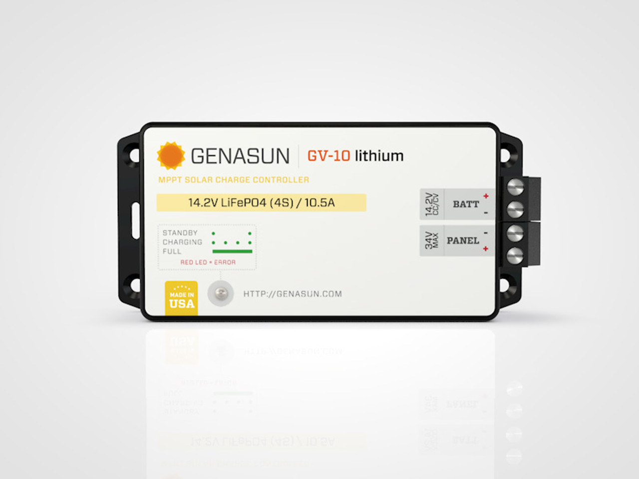 GV-10 | 140W 10.5A Genasun MPPT Solar Charge Controller - Li - Front