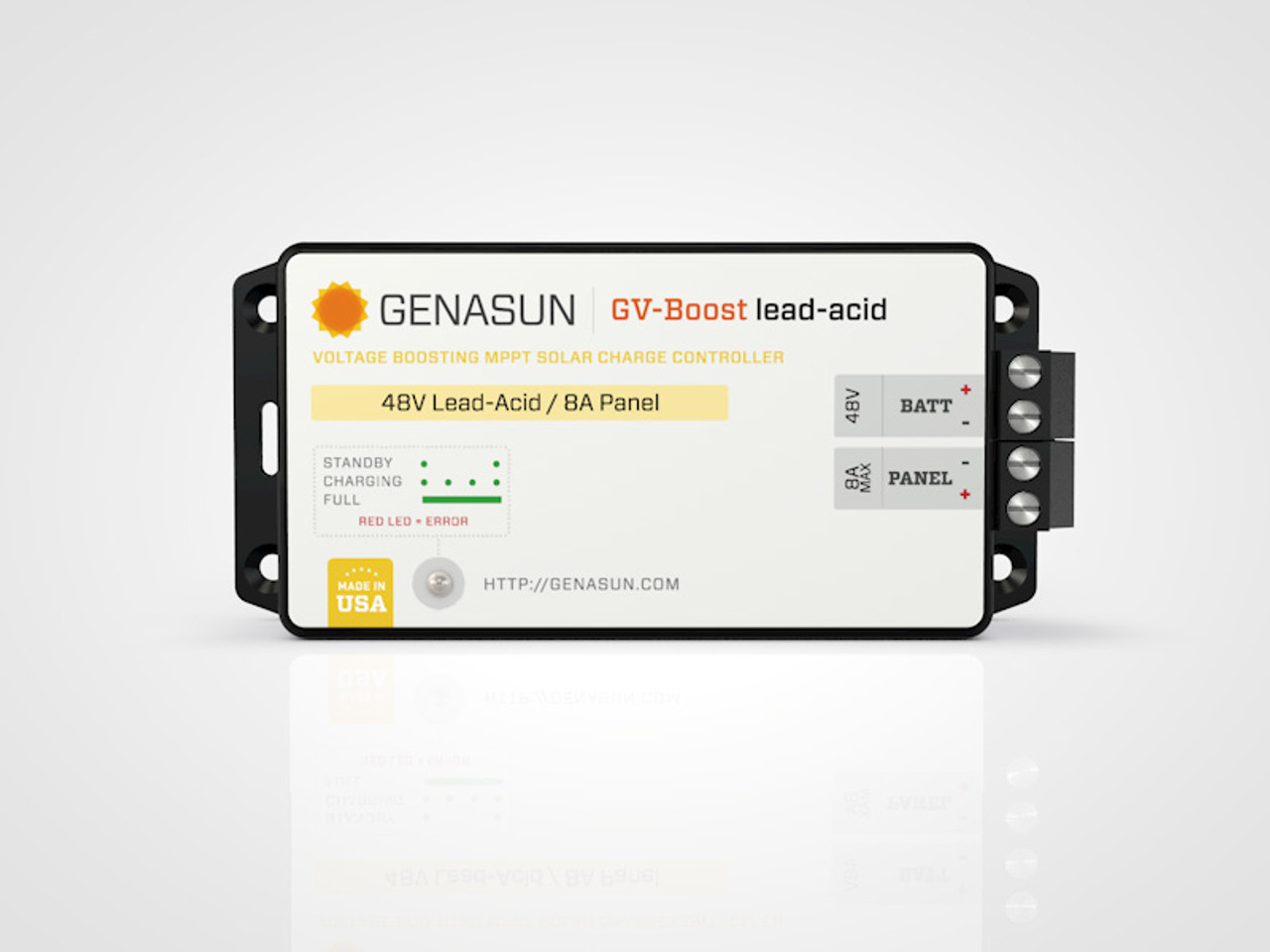 GVB-8 | 325W 8A 36V Genasun MPPT Boost Solar Charge Controller - Pb - Front