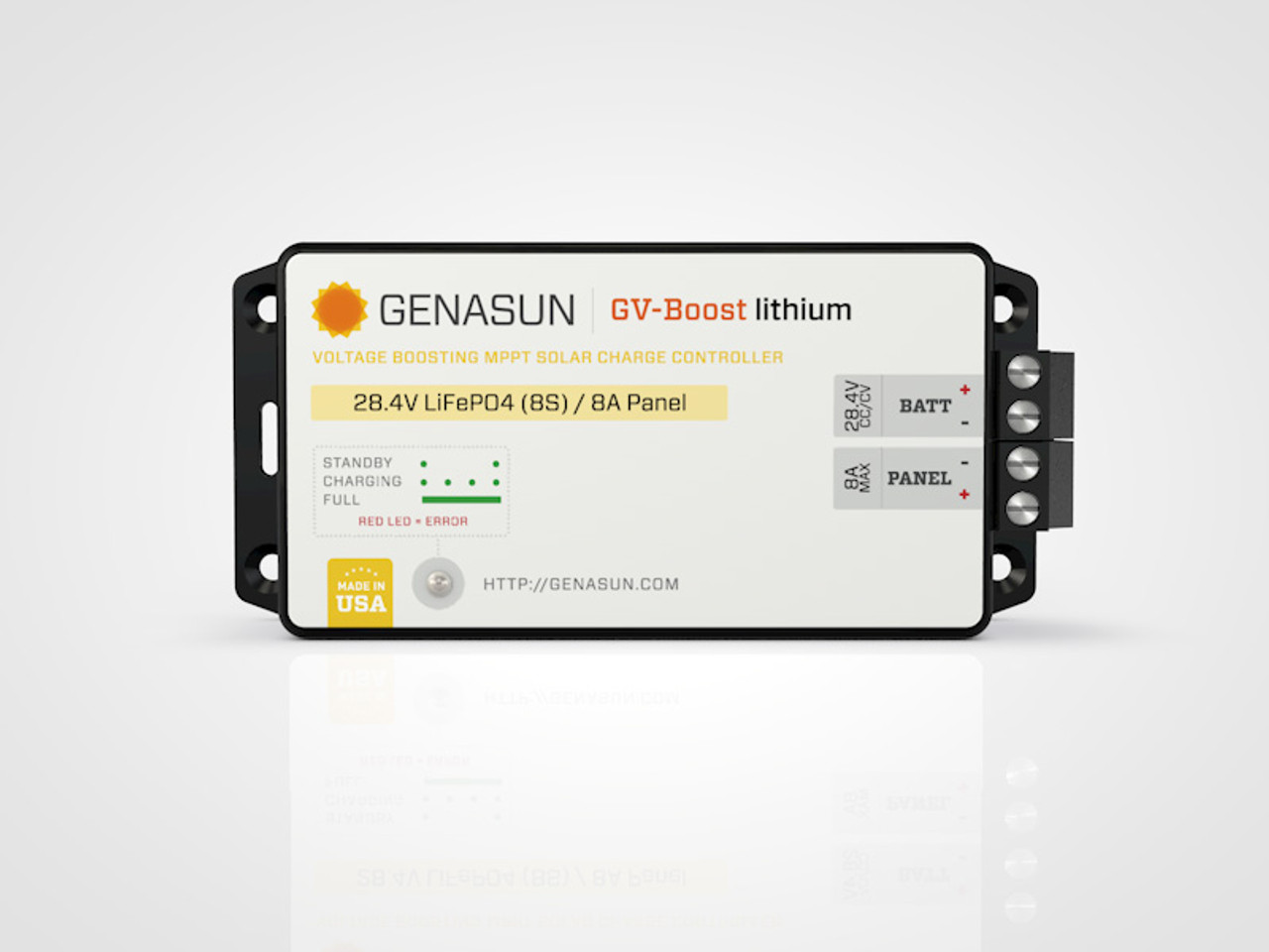 GVB-8 | 105W 8A 12V Genasun MPPT Boost Solar Charge Controller - Li - Front