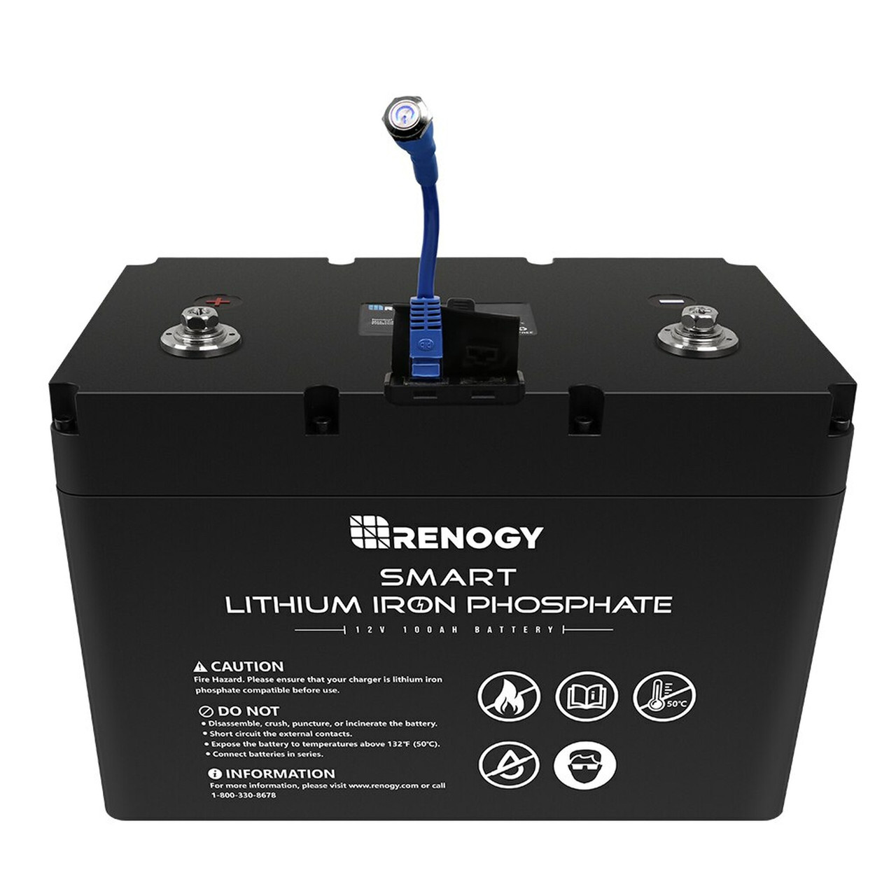 Renogy 12V 100Ah Smart Lithium Iron Phosphate (LiFePo4) Battery | 4000 Cycles
