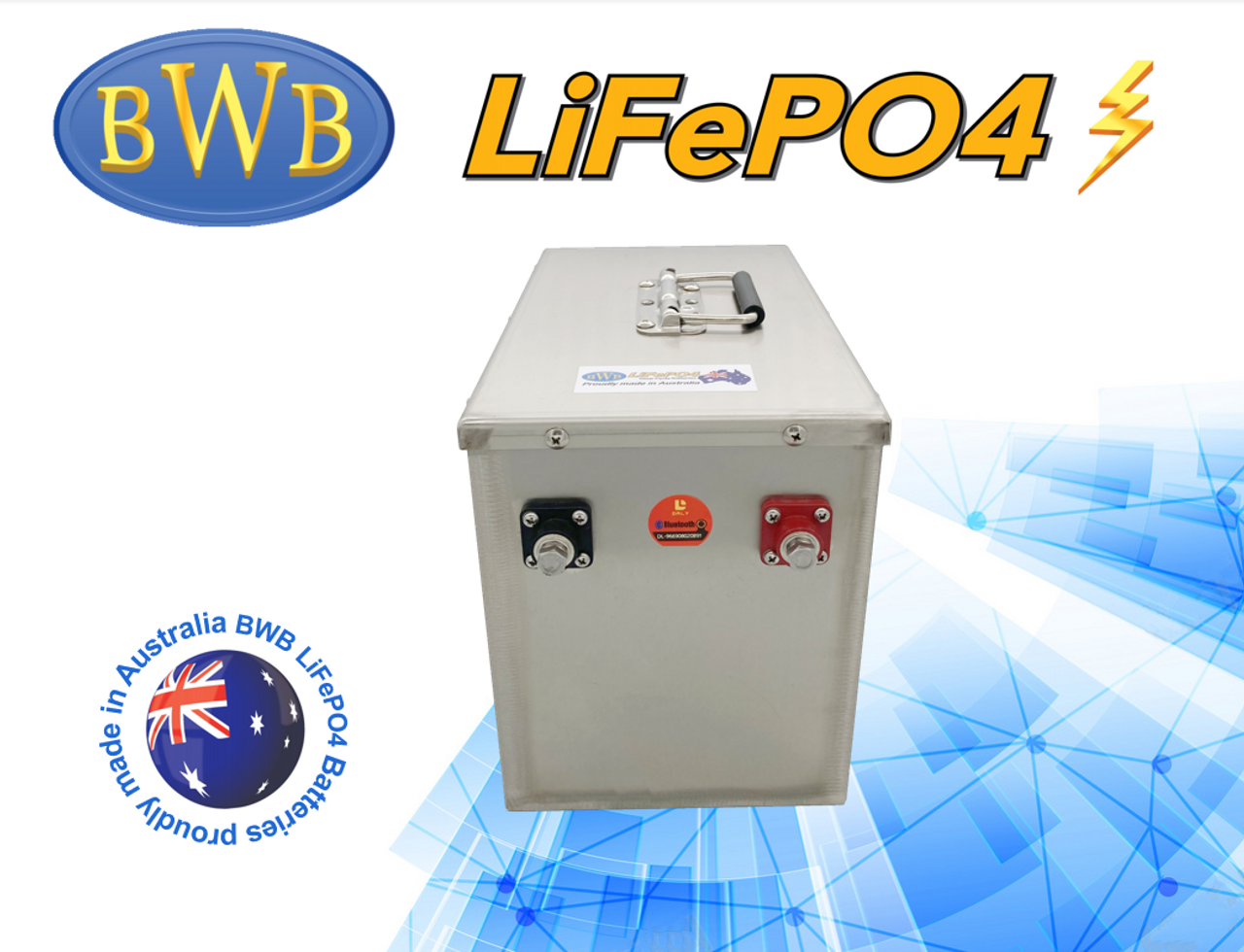 BWB 12.8V 200Ah 2560WH Lithium Iron LiFePO4 Deep Cycle Battery Stainless Box
