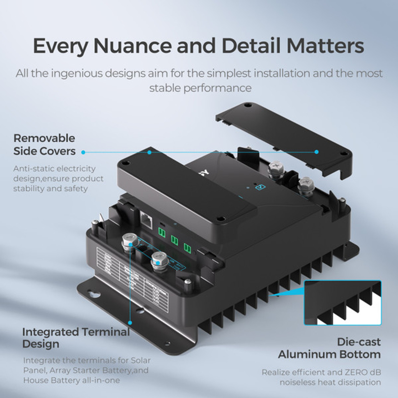 Renogy DCC30S 12V 30A Dual Input DC to DC Battery Charger with MPPT + BT-2 Bluetooth Module