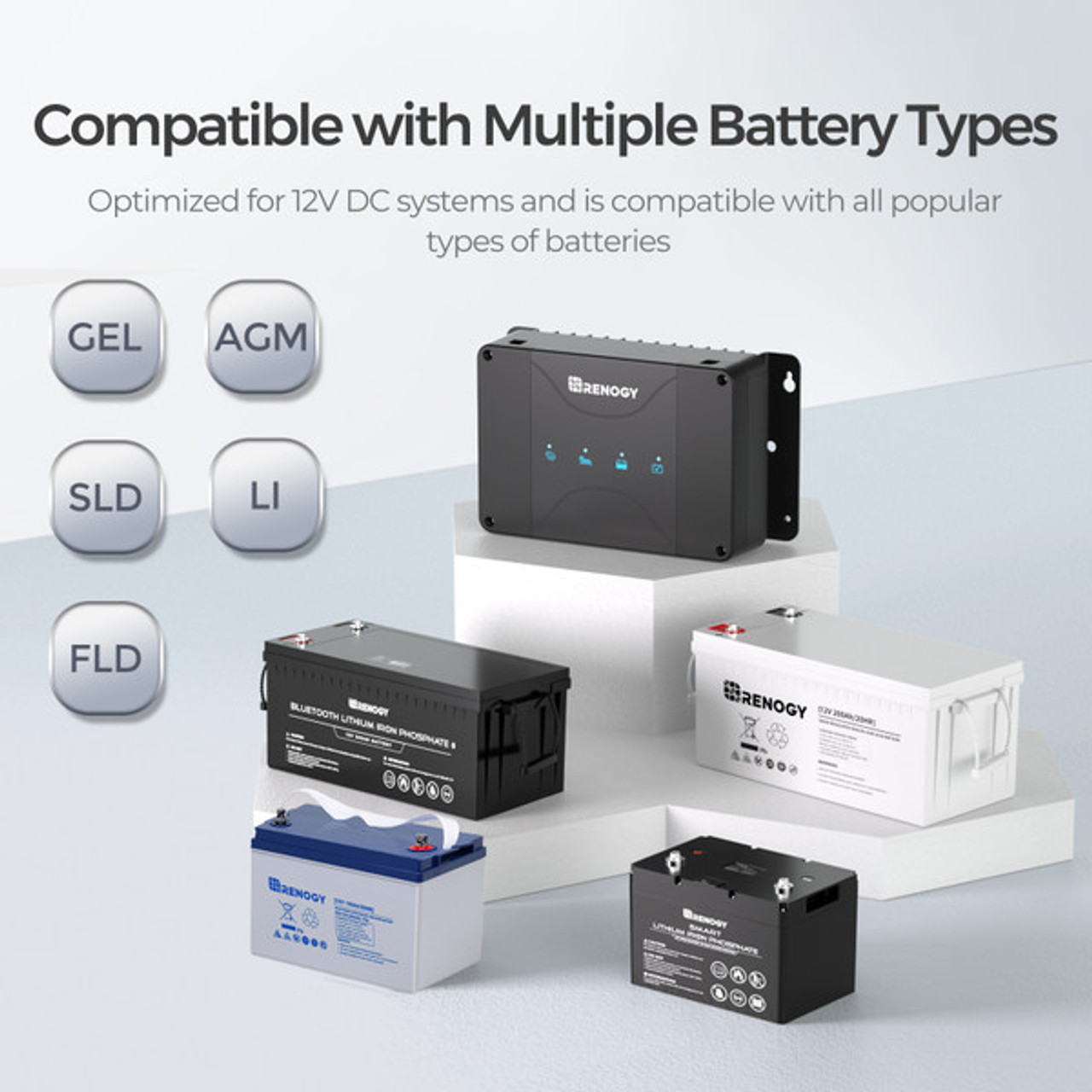 Renogy DCC30S 12V 30A Dual Input DC to DC Battery Charger with MPPT + BT-2 Bluetooth Module