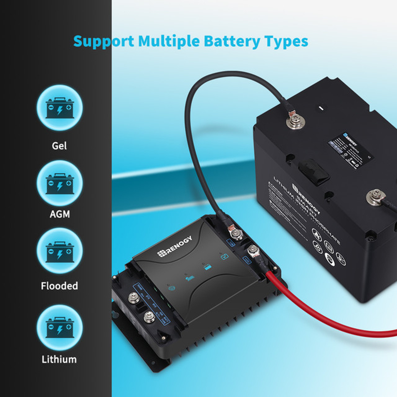 Renogy DCC30S 12V 30A Dual Input DC to DC Battery Charger with MPPT + BT-2 Bluetooth Module