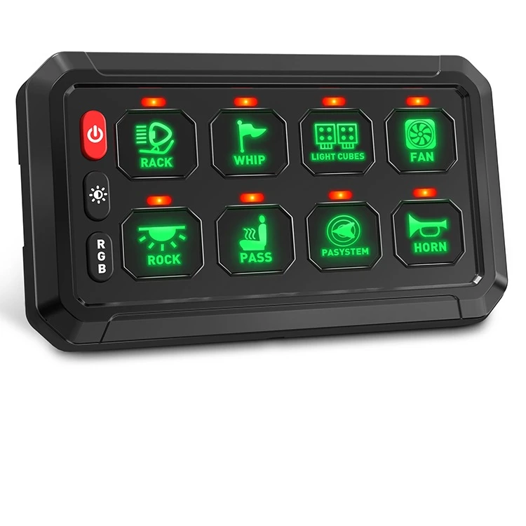 Mictuning 8 Gang Switch Pod Panel with RGB, Fuse Box and Bluetooth Phone  App Control