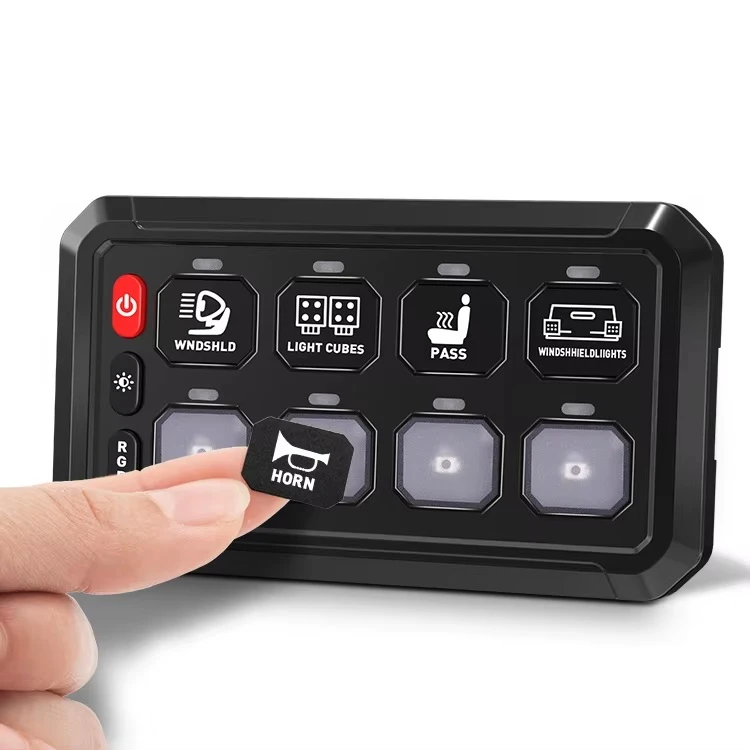 Mictuning 8 Gang Switch Pod Panel with RGB, Fuse Box and Bluetooth Phone  App Control