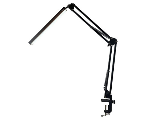 LED USB Swing Arm Desk Lamp with Clamp for Office, Workshop, Vehicle, Camper, RV, Caravan - Black