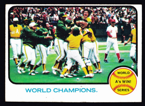 1973 Topps #210 World Series Champions A's Win! VG+