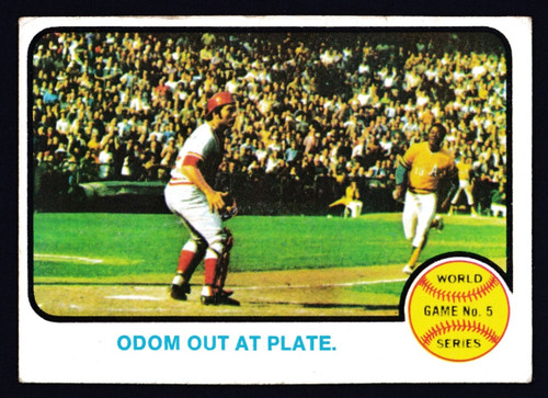 1973 Topps #207 World Series Game #5 Odom Out At The Plate VG