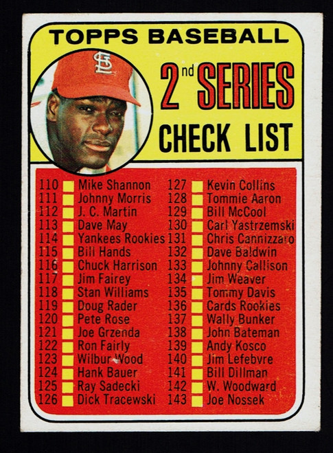 1969 Topps #107 Unmarked 2nd Series Checklist Gibson VGEX