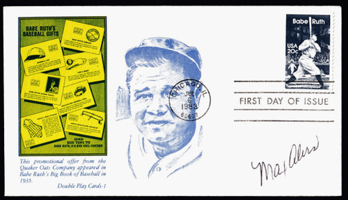 Max Alvis Signed 6.5" X 3.75" First Day Cover