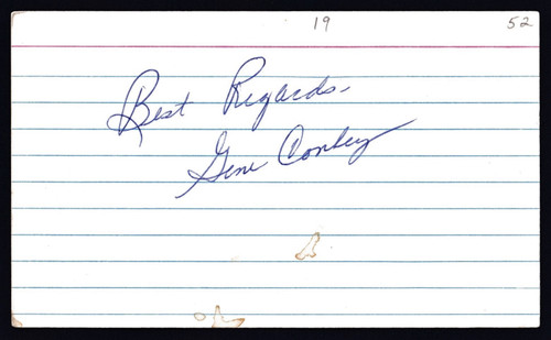 Gene Conley Signed 3" X 5" Index Card