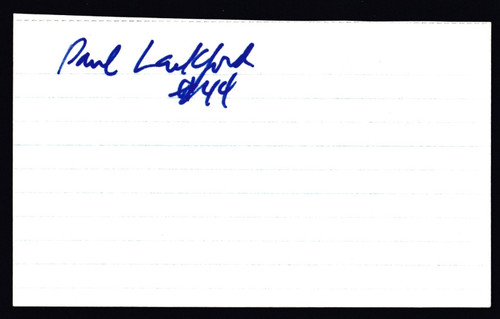 Paul Lankford Signed 3" X 5" Index Card