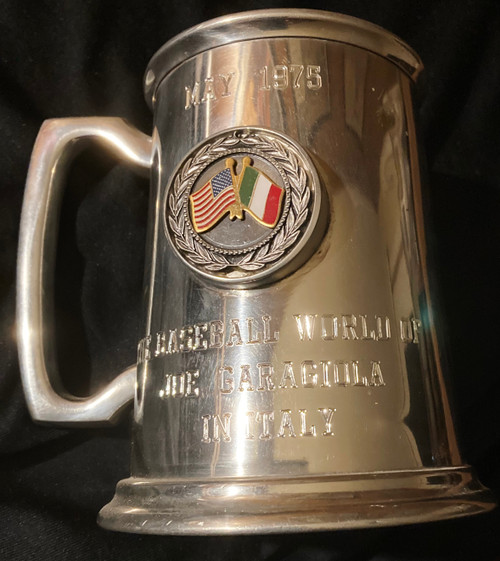 1975 Joe Garagiola The Baseball World of Joe Garagiola In Italy Metal Stein Presented To Joe In May