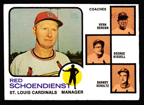 1973 Topps #497 Red Schoendienst Pale Background VGEX