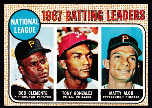 1968 Topps #001 NL Batting Leaders Clemente VGEX