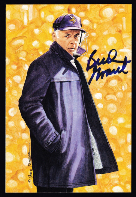 Bud Grant Signed 4 x 6 Goal Line Art #155