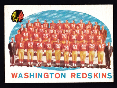 1959 Topps #091 Washington Redskins Team Unmarked Checklist EX