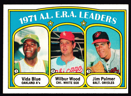 1972 Topps #092 AL ERA Leaders Palmer EX