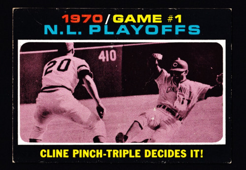 1971 Topps #199 NL Playoffs Game #1 Cline Pinch-Triple Decides It! VGEX