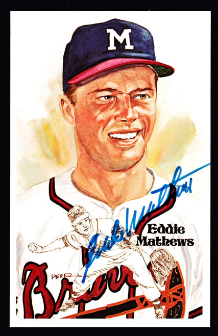 Eddie Mathews Signed 3.5" X 5.5" Perez Steele Postcard JSA #U82725