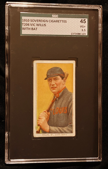 1909-1911 T206 Vic Willis With Bat Sovereign Back SGC 3.5
