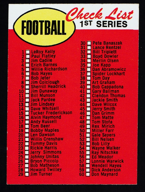 1969 Topps #080 1st Series Unmarked Checklist EXMT