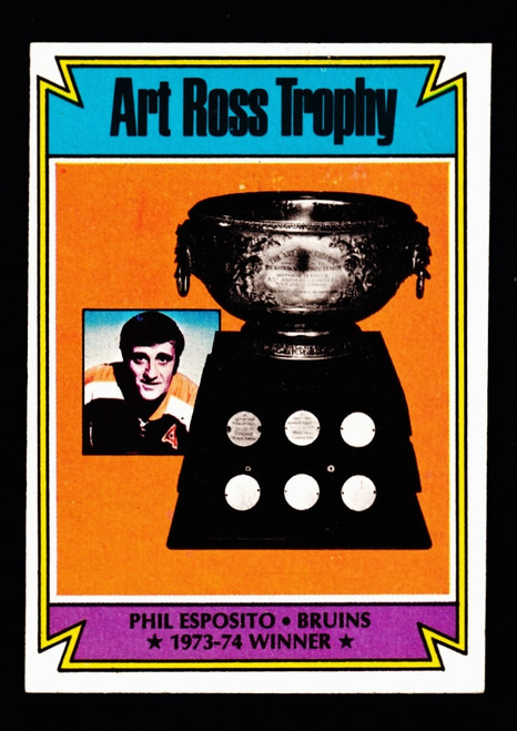 1974 Topps #246 Art Ross Trophy Phil Esposito VG+