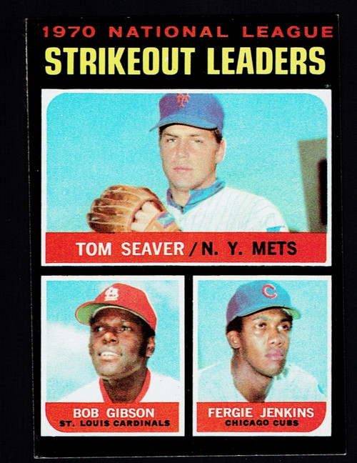 1971 Topps #072 NL Strikeout Leaders Seaver Gibson Jenkins EX-