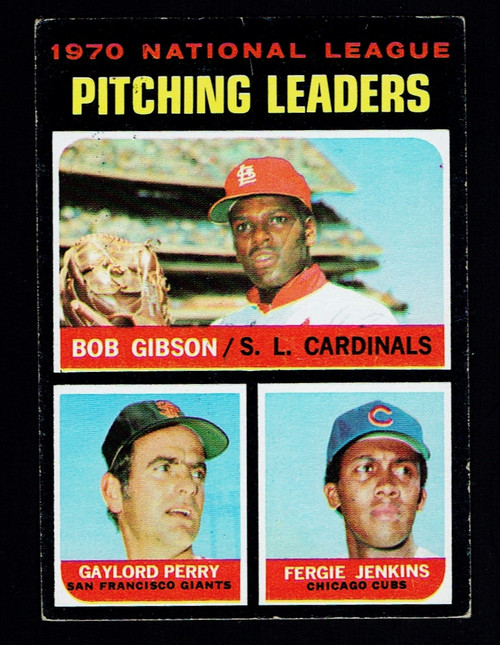 1971 Topps #070 NL Pitching Leaders Gibson Perry Jenkins VGEX