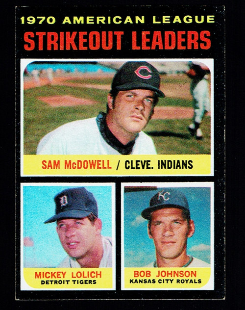 1971 Topps #071 AL Strikeout Leaders Lolich EX