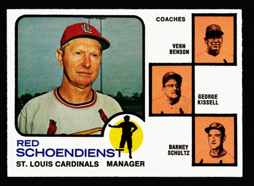 1973 Topps #497 Red Schoendienst Orange Background NM