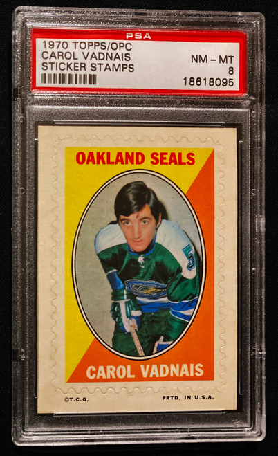 1970 Topps/OPC Stickers Carol Vadnais PSA 8